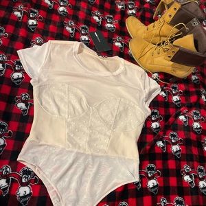 Fashion Nova mesh Bustier bodysuit.